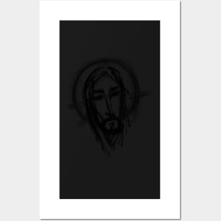 Jesus Christ Face ink digital illustration Posters and Art